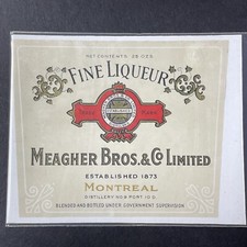 Vintage 1940s Meagher Bros Fine Liqueur UNUSED Paper Label Montreal Q2031