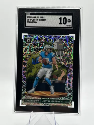 2021 Donruss Optic Justin Herbert Downtown Case Hit SSP SGC 10 Gem Mint Charger
