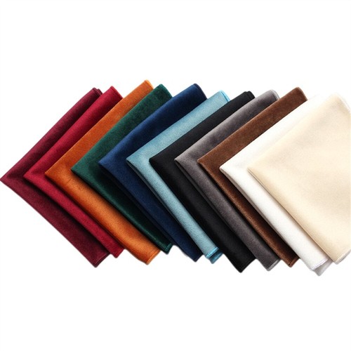 Men Solid Color Velvet Pocket Square Handkerchief Wedding Party Formal Hanky - Afbeelding 1 van 14