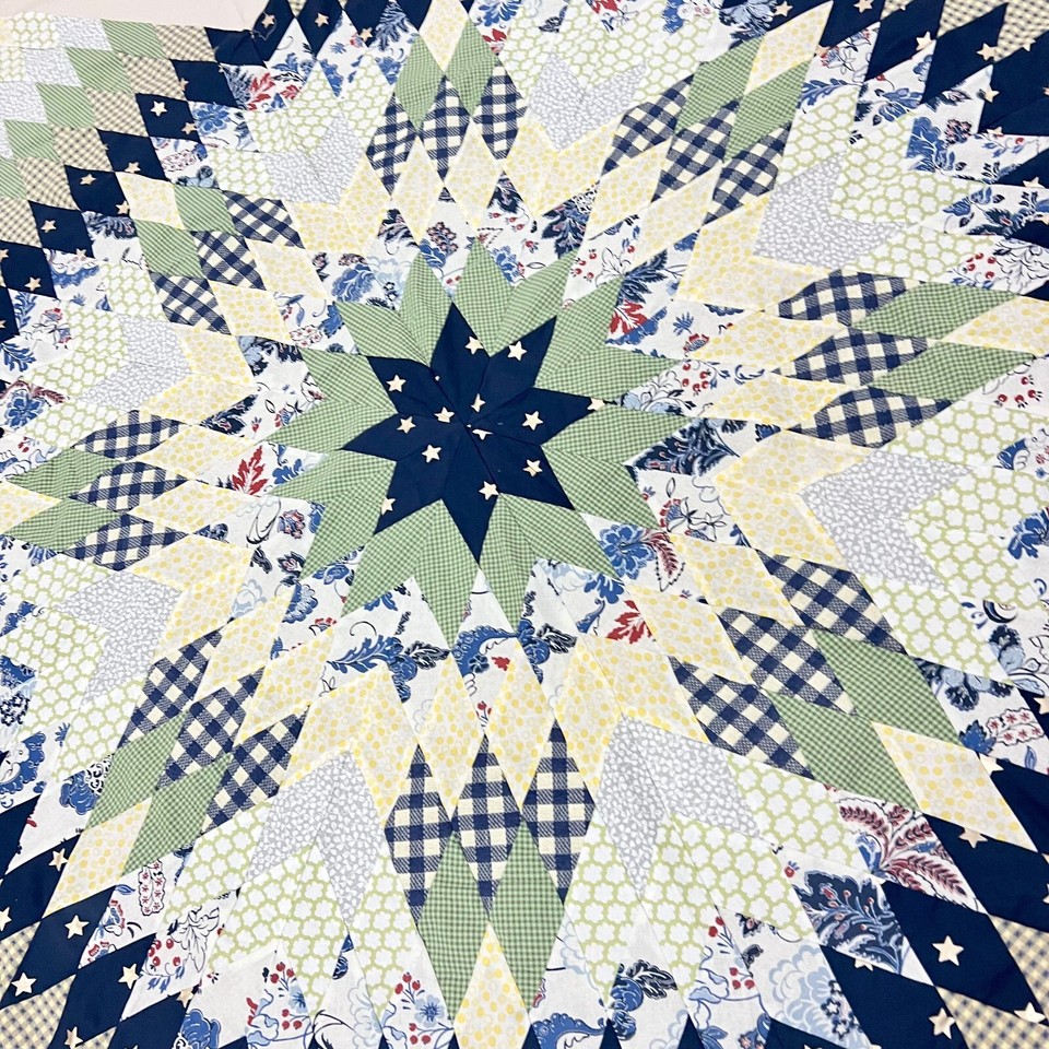 Texas Lone Star Handmade Machine Pieced Cotton Queen Patchwork quilt