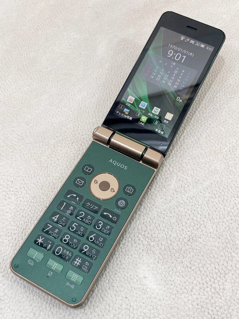 au AQUOS SHF34 Green flip phone Keitai ANDROID 4G SIM UNLOCKED SIM Free