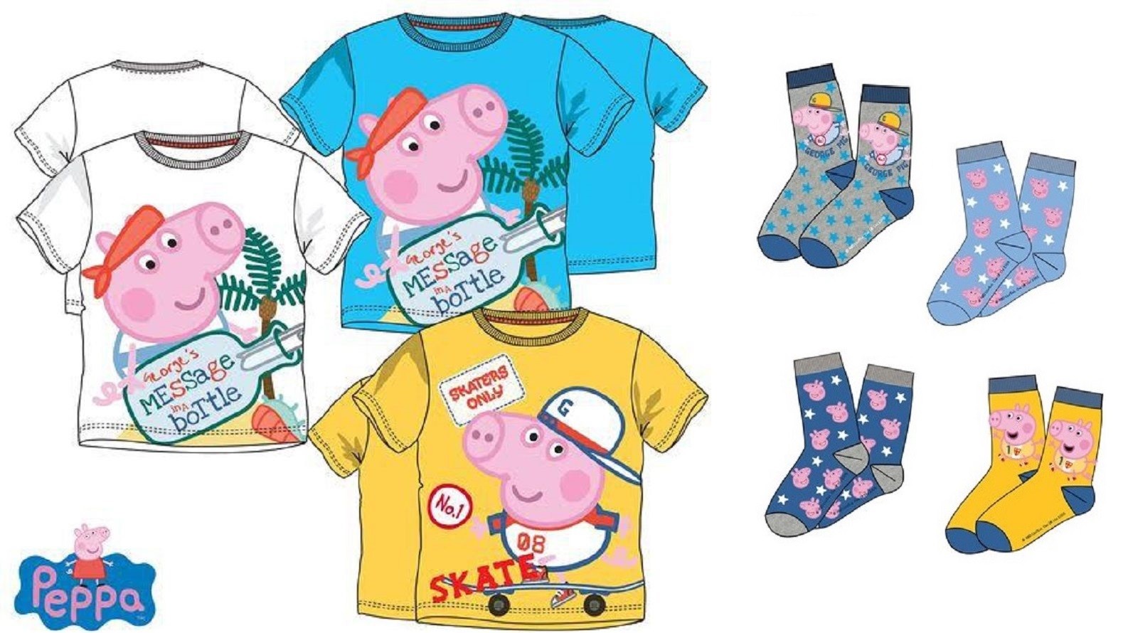 Niña Niños Oficial Peppa Pig Bing Conejito Verano Sol Camiseta y Calcetines Edad