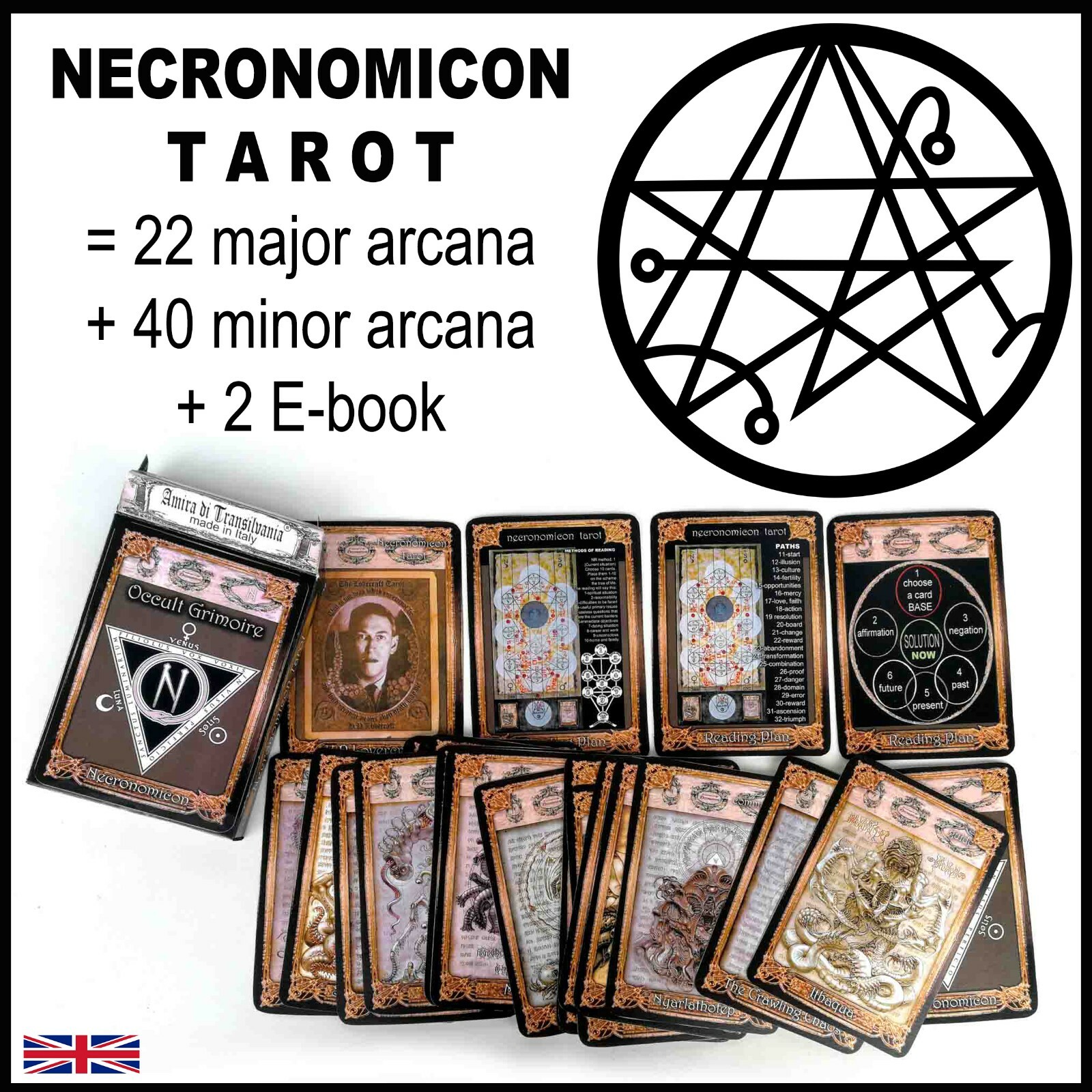 necronomicon tarot cards deck lovercraft occult black magic book guide