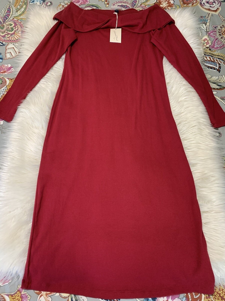 Universal Thread Women's Off The Shoulder Red Knit Sweater