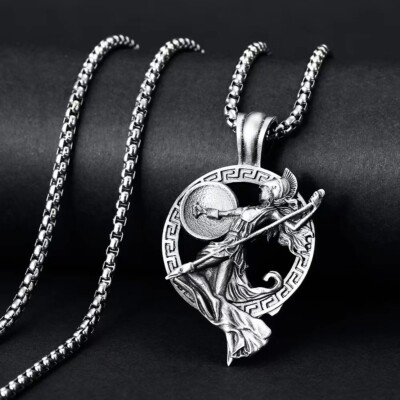 Athena Pendant Greek Goddess Necklace Chain Men Women Jewelry Gift
