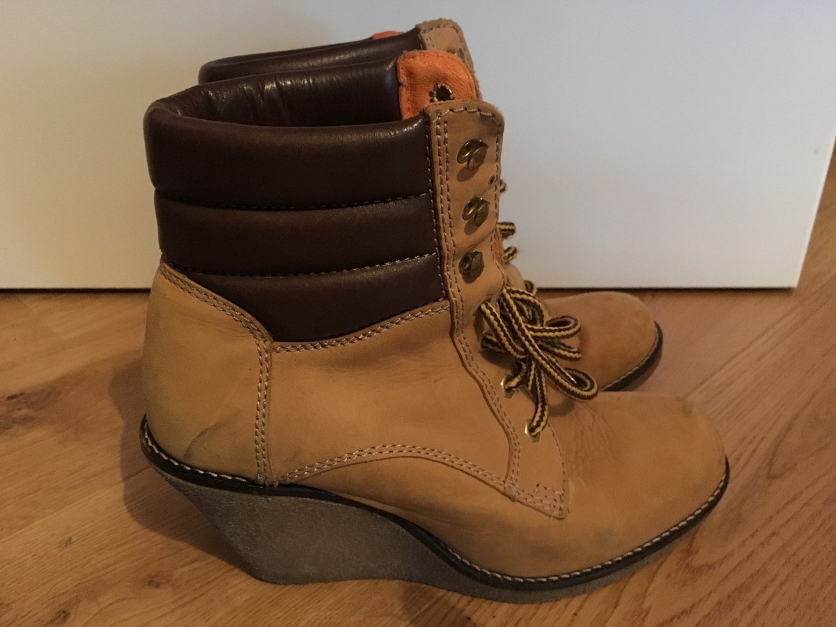 Buffalo Damen Stiefelette Boots Keilabsatz WildLeder Schnürstiefel