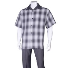 Men's 2pc Walking Suit Short Sleeve Casual Shirt  Pants Set 2970