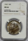 1965 KENNEDY SILVER HALF DOLLAR MS66 NGC TONED