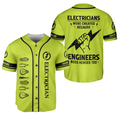 Personalized Electrical Worker Baseball Jersey Shirts, Electrician Shirts Gift F