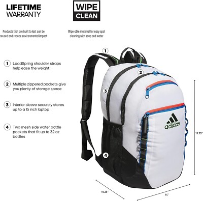 new adidas EXCEL 6 BACKPACK boys girls school padded multipockets bag sack  | eBay