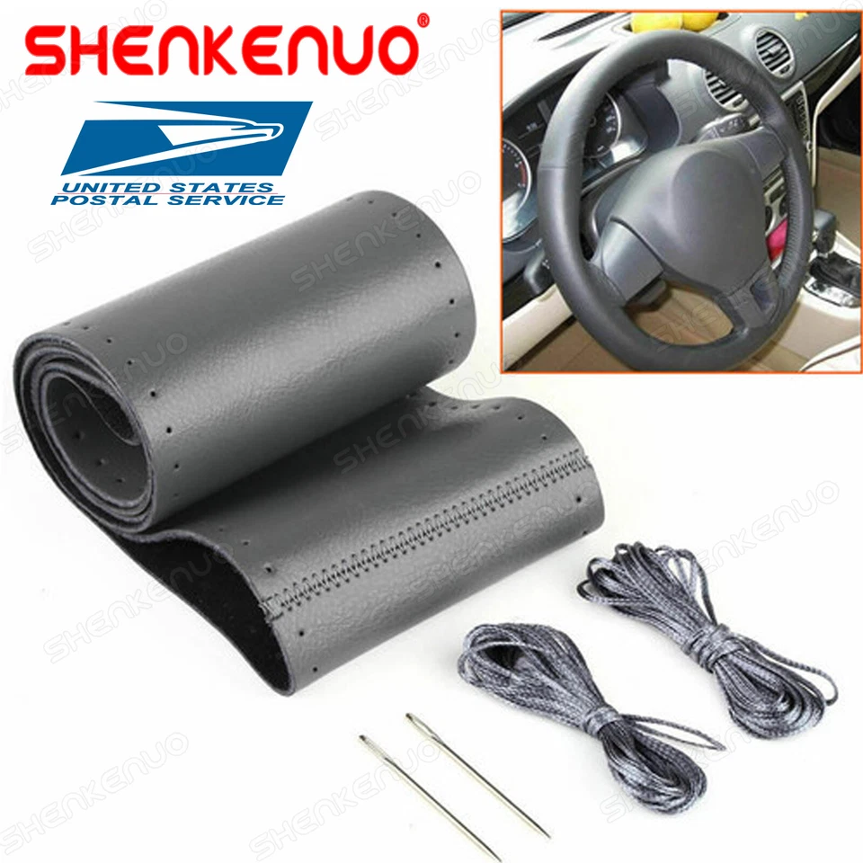 Cubierta de volante de 15" de cuero genuino para Chevy Silverado 1500 2500 2007-2015 Foto 2 de 4