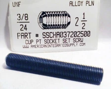 3/8-24x2-1/2 Hex Socket Set Screws Cup Point Alloy Steel (2)