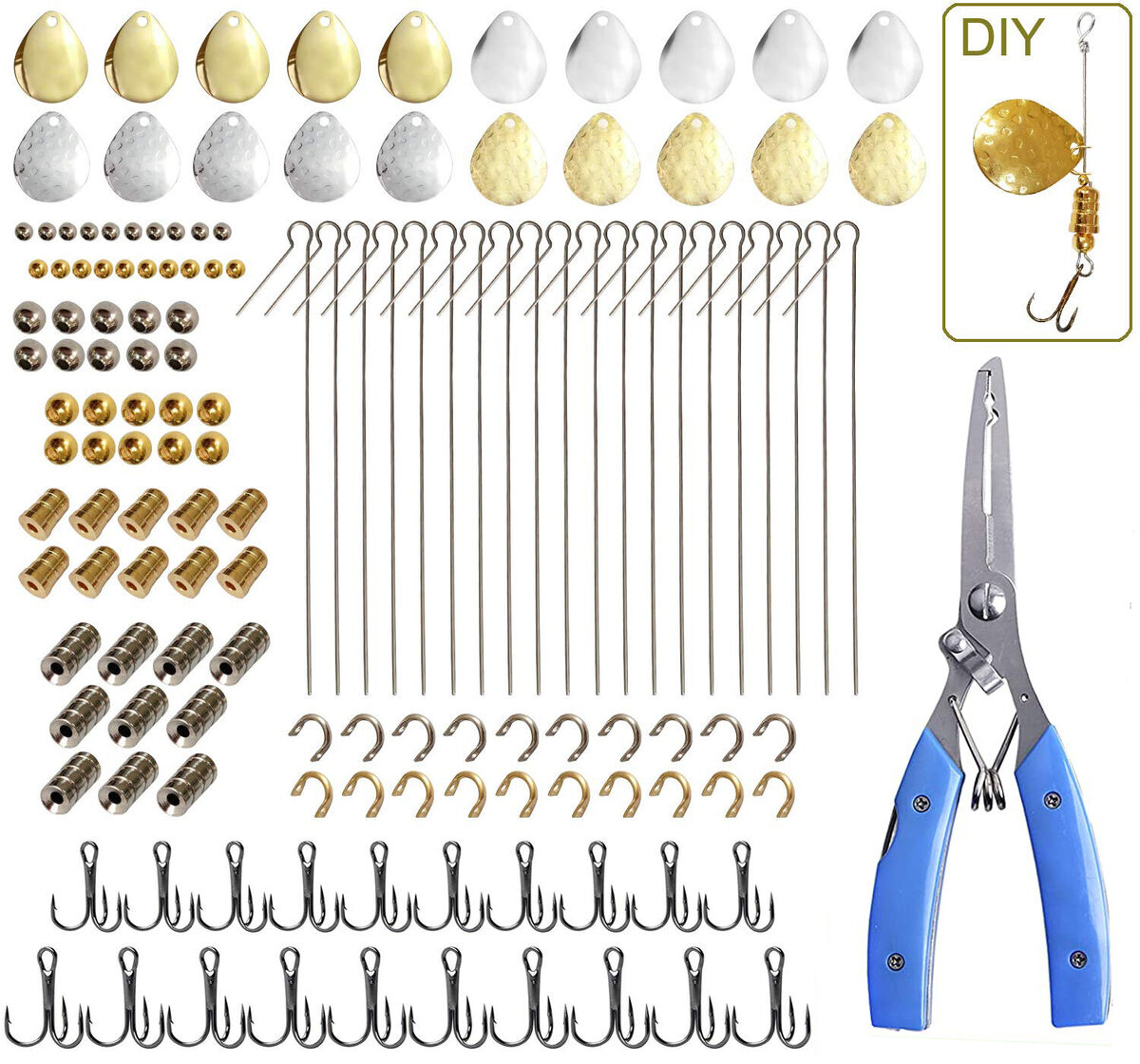 141pcs Spinner Blade Bait Kit DIY Fishing Lure Making Tool Fishing  Accessories