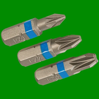 2x S2 Screwdriver Bit Set 3pc PZ1 PZ2 PZ3 1/4'' Hex Drive Dickie Dyer