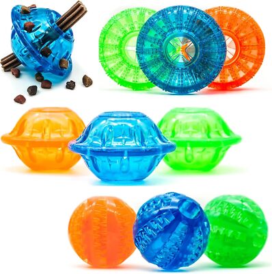 3X Dog Treat Dispenser Pet Balls Puzzle Toy Tyre Flying Saucer Interactive Toys