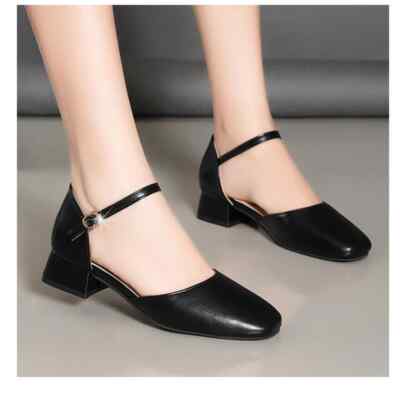 Women Low Heels Dress Shoes Ankle Strap Sandals High Heel Pumps Footwear |  eBay