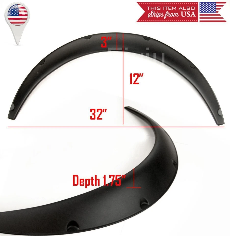 1.75" Front 2.75" Rear ABS Flexible 4 Pcs Wide Fender Flares For Mazda Subaru - Image 4 of 4