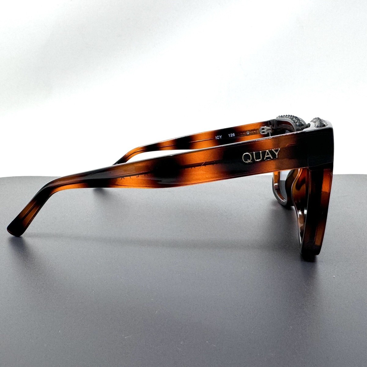 Quay Sunglasses Icy 126 Studded Tortoise Square Discontinued 