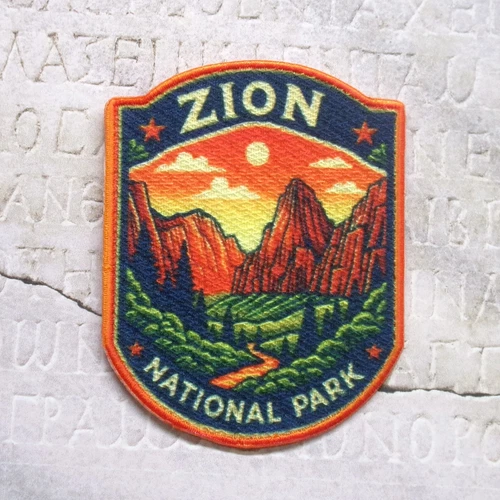 Zion National Park Patch Iron-on Applique Mountain, Nature Badge, Canyon, River