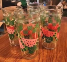 Vintage Anchor Hocking 16 Oz Watermelon Jelly Jar Drinking Glass 6" Set Of 4