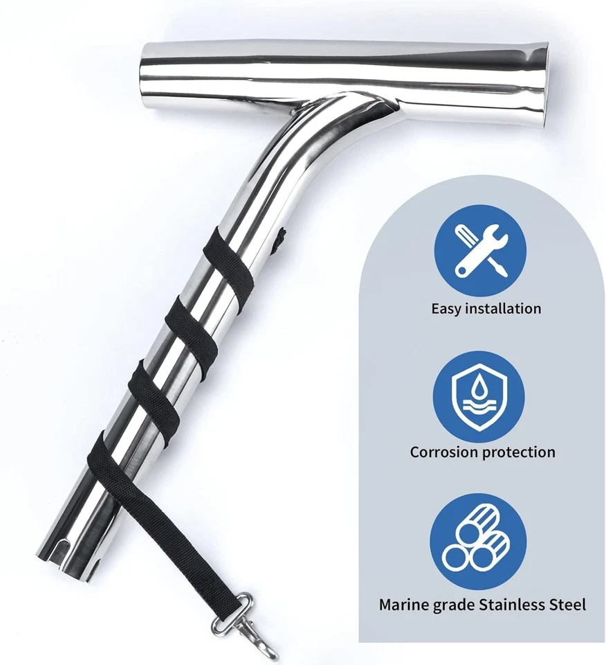 2X Stainless Marine Boat Outrigger Stylish Fishing Rod Holder W/Strap Gimbal Pin - Image 4 of 4