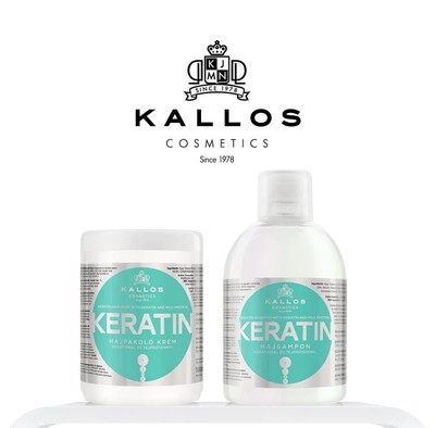 KALLOS KJMN KERATIN SET HAARMASKE + SHAMPOO - MIT KERATIN & MILCHEIWEISS