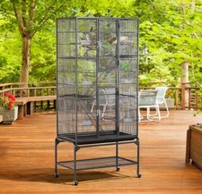 Yaheetech 69"Extra Large Bird Cage Metal Parrot Cage for Mid-Sized Parrots,Black