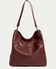 American Leather Co Austin Triple Entry Bucket LEATHER Shoulder Bag Purse NEW