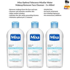 Mixa Optimal Tolerance Micellar Water Makeup Remover Face Cleanser 3x400ml