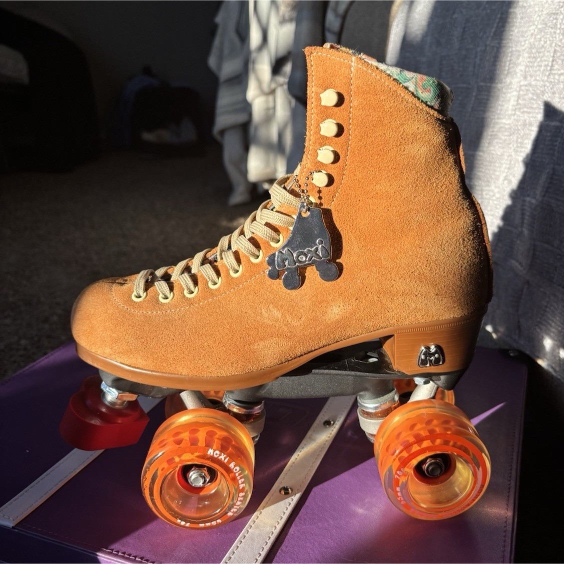 Orange Wheels Floral Lining