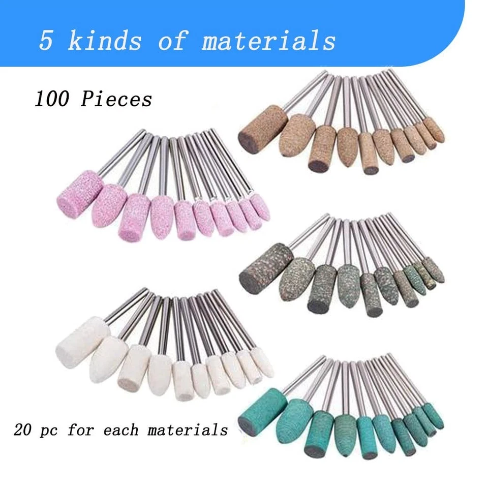 Diamond Buffing Polishing Grinding Bit Set 100 Pcs Accessory Dremel Rotary Tool - Image 3 of 4