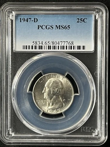1947-D  25C Washington Quarter Dollar PCGS MS65  80477768
