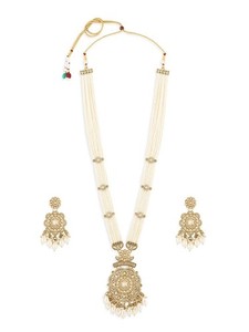 Authentic Indian Traditional Wear Kundan & Pearl Wedding Gold Plated Long Bridal Jewelry