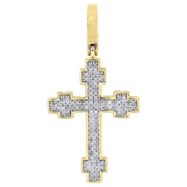 "Jfl Diamanten & Zeitmessung 10K Gelbgold Kreuz AnhäNger Pave Diamant Charm 1.30\""-image