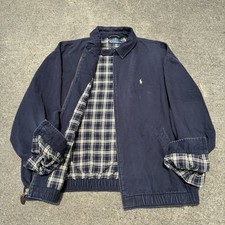 Vtg Polo Ralph Lauren Harrington Jacket Navy Blue XL Plaid Fully Lined