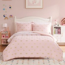 Full Size Comforter Sets with Sheets for Full 76"X 86" -7 Pieces Pink/Bow Knot