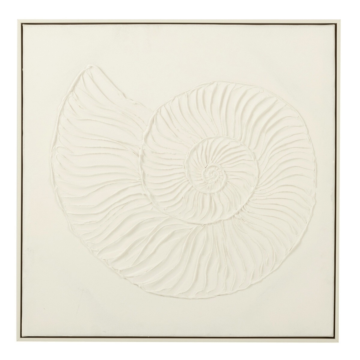 Tableau abstrait Coquille peinture acrylique blanche 62x62 cm art mural