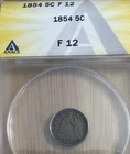 1854 Arrows Seated Liberty Half Dime ANACS F12 H10C
