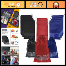 12 Pack Shoe Bags for Travel Storage - Reusable Dustproof Pouches with Clear W