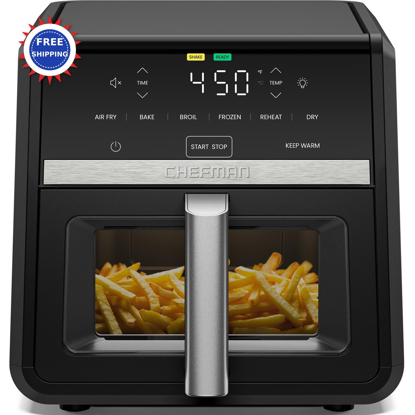 Chefman Air Fryer 9 Qt TurboFry 7in1 HighPowered 450F Cookin