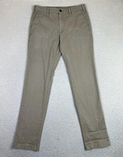 Uniqlo Pants Mens 30x34 Beige Slim Fit Stretch Chino Flat Front Casual Tapered