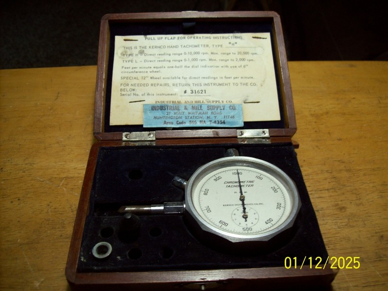 KERNCO Teclock Chronometric Hand Tachometer #-31621 Type H 0-1000 rpm G.U.C.