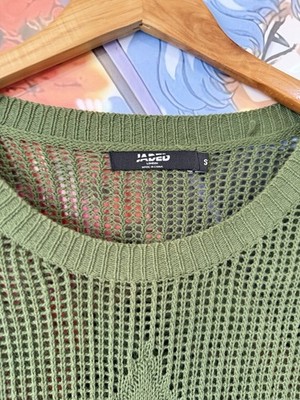 Jaded London Khaki Green Open Knit Star Sweater Size S Grunge