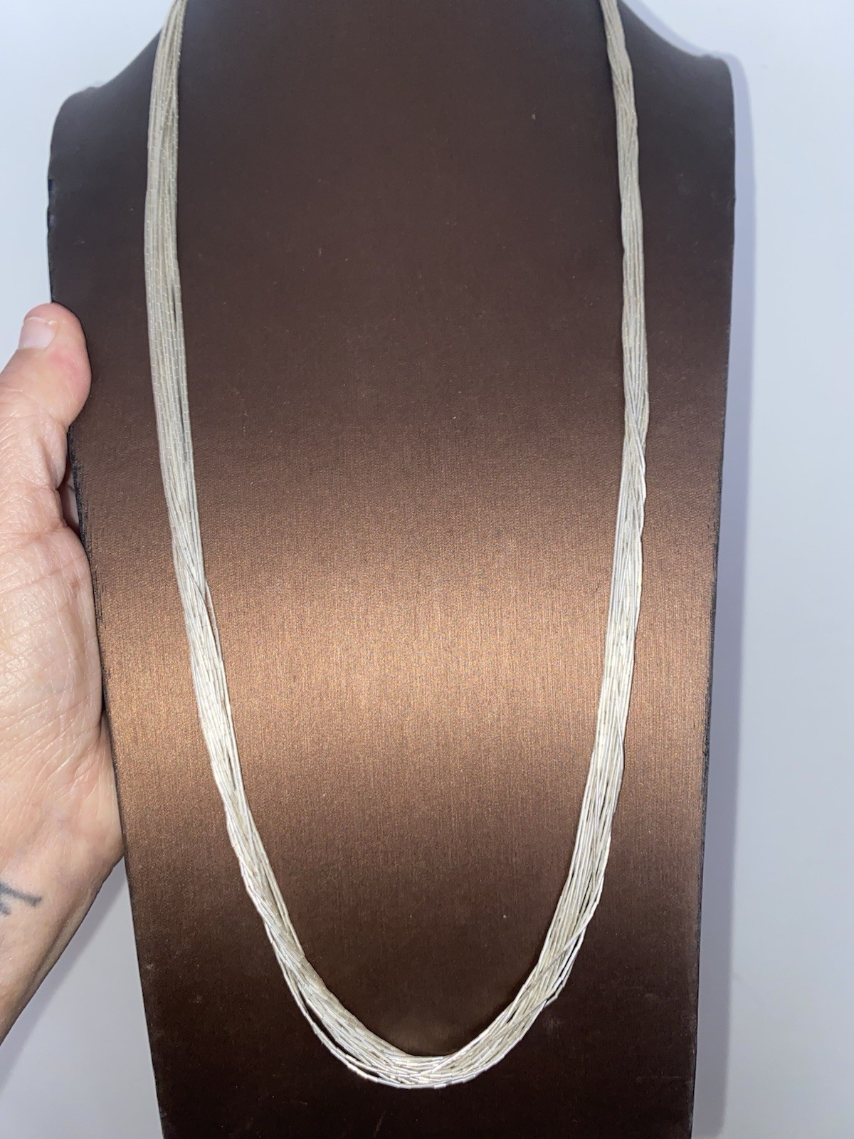 sterling silver stunning Native liquid silver lon… - image 1