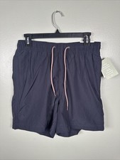 H M Swimwear Navy Blue Men  s Size Medium Mid Length Swim Shorts Net Lined