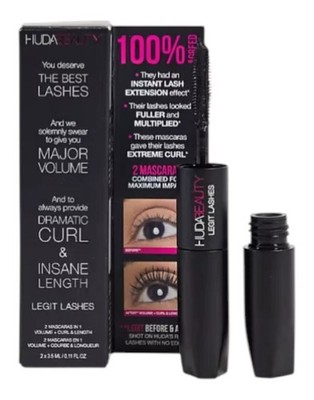 Huda Beauty Legit Lashes Mascara 2 in 1 (2x3.5ml / .11fl oz), Black- New!