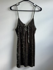 Y2K Style Forever 21 Green Crushed Velvet Mini Dress Women’s size Medium