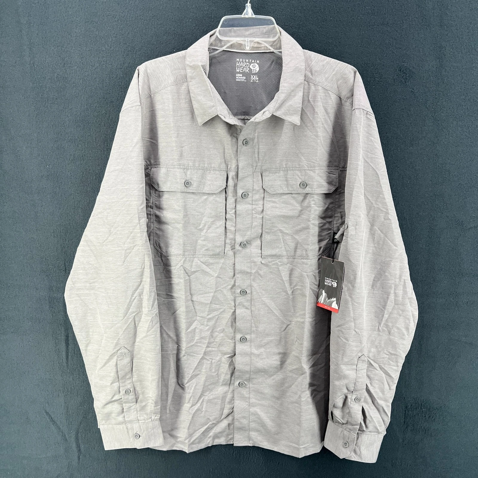 Mountain Hardwear Men's XXL Canyon Long Sleeve Shirt Gray UPF 50+ Fishing Hiking