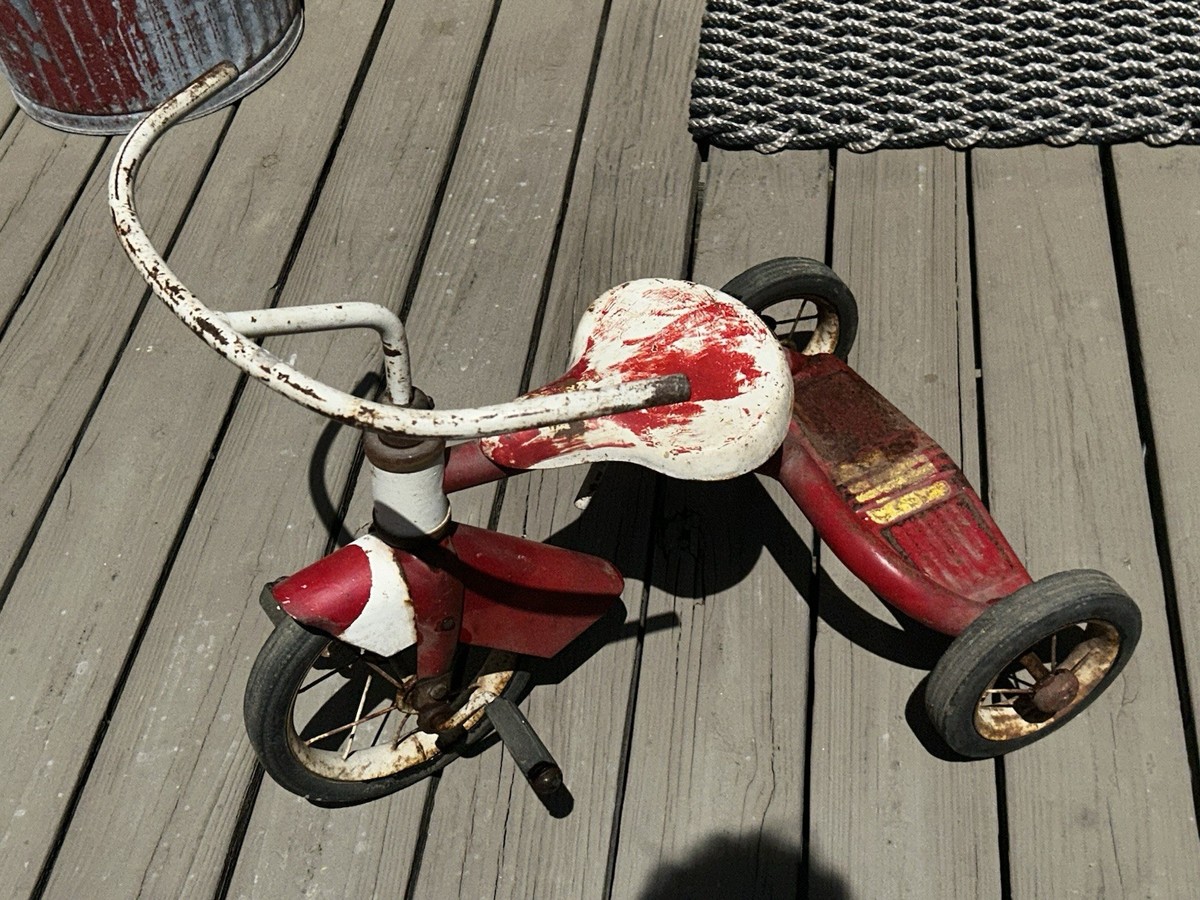 Antique Garton Kid's TRICYCLE Metal Step-Up/Whitewall Tires 1950's