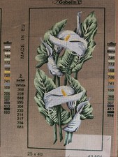 Printed needlepoint Gobelin 25x40 cm Purple Flowers Canvas Only Gobelin L